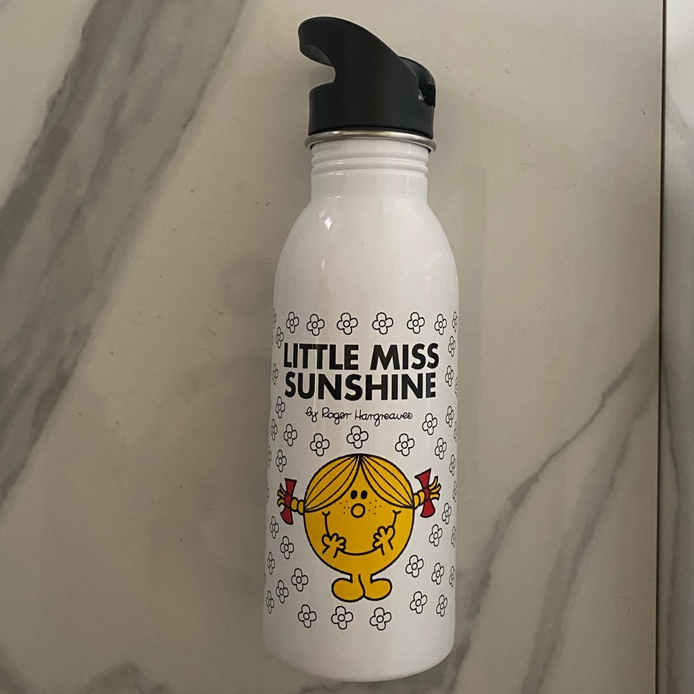Little Miss Sunshine Metal Water Bottle Laughterland Quote Roger Hargreaves Gift